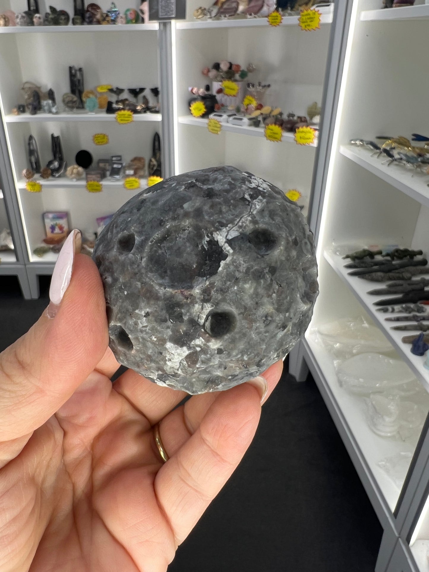 Yooperlite Moon Sphere with Stand (UV Reactive)