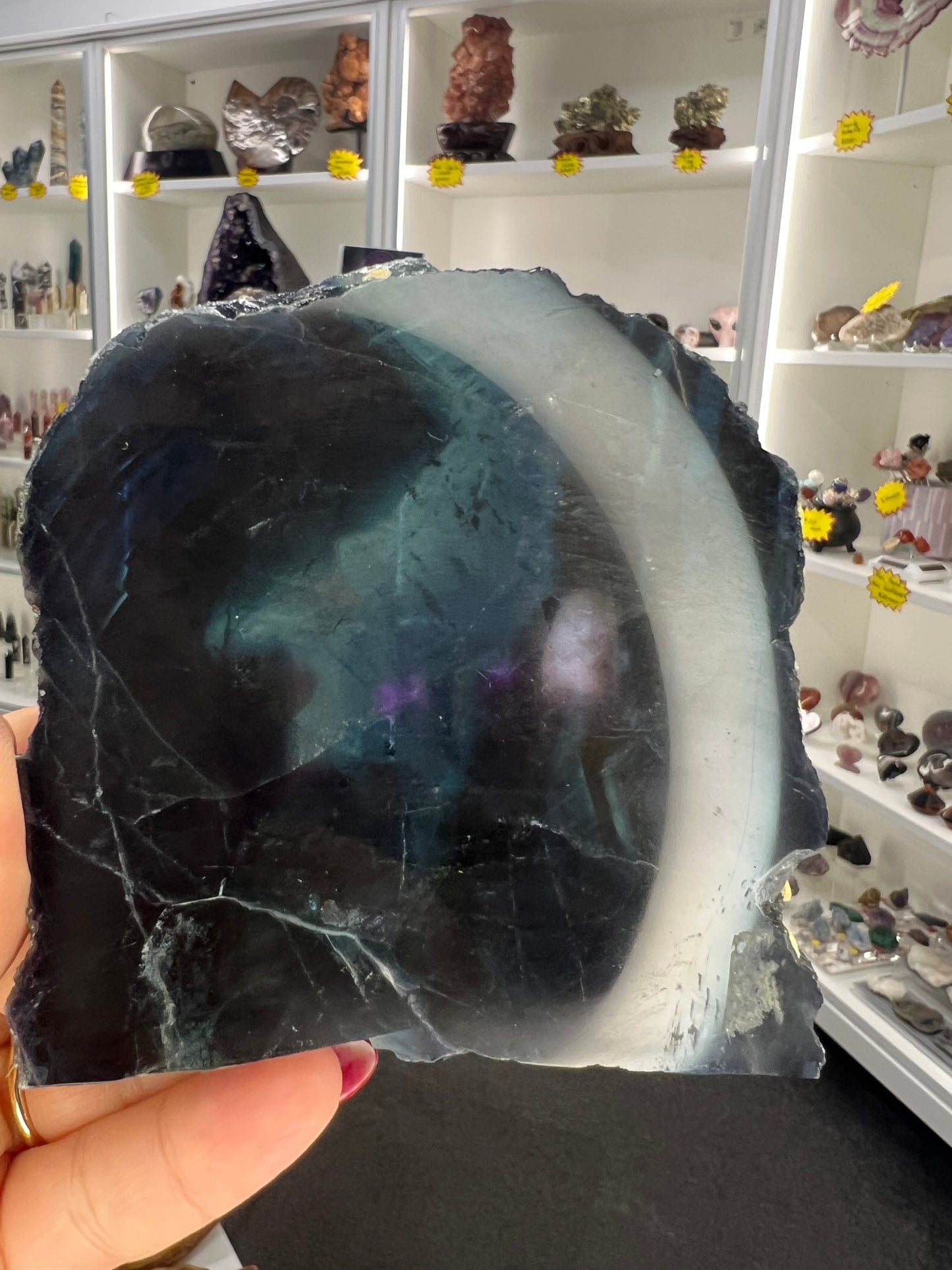 Black Fluorite Slab (UV reactive)