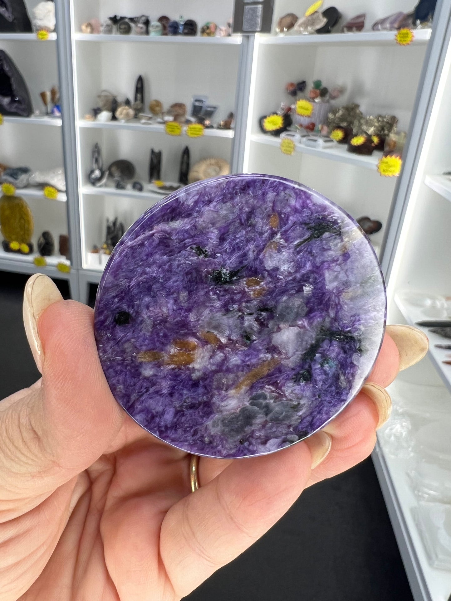 Charoite Disk on Stand