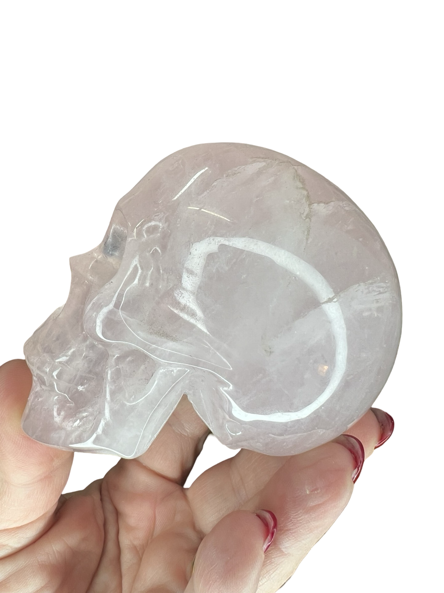 Rose Quartz Skull Carving