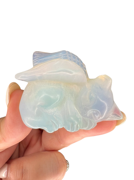 Opalite Cat with Wings Carving