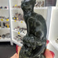 Green Jade Cat on Skull