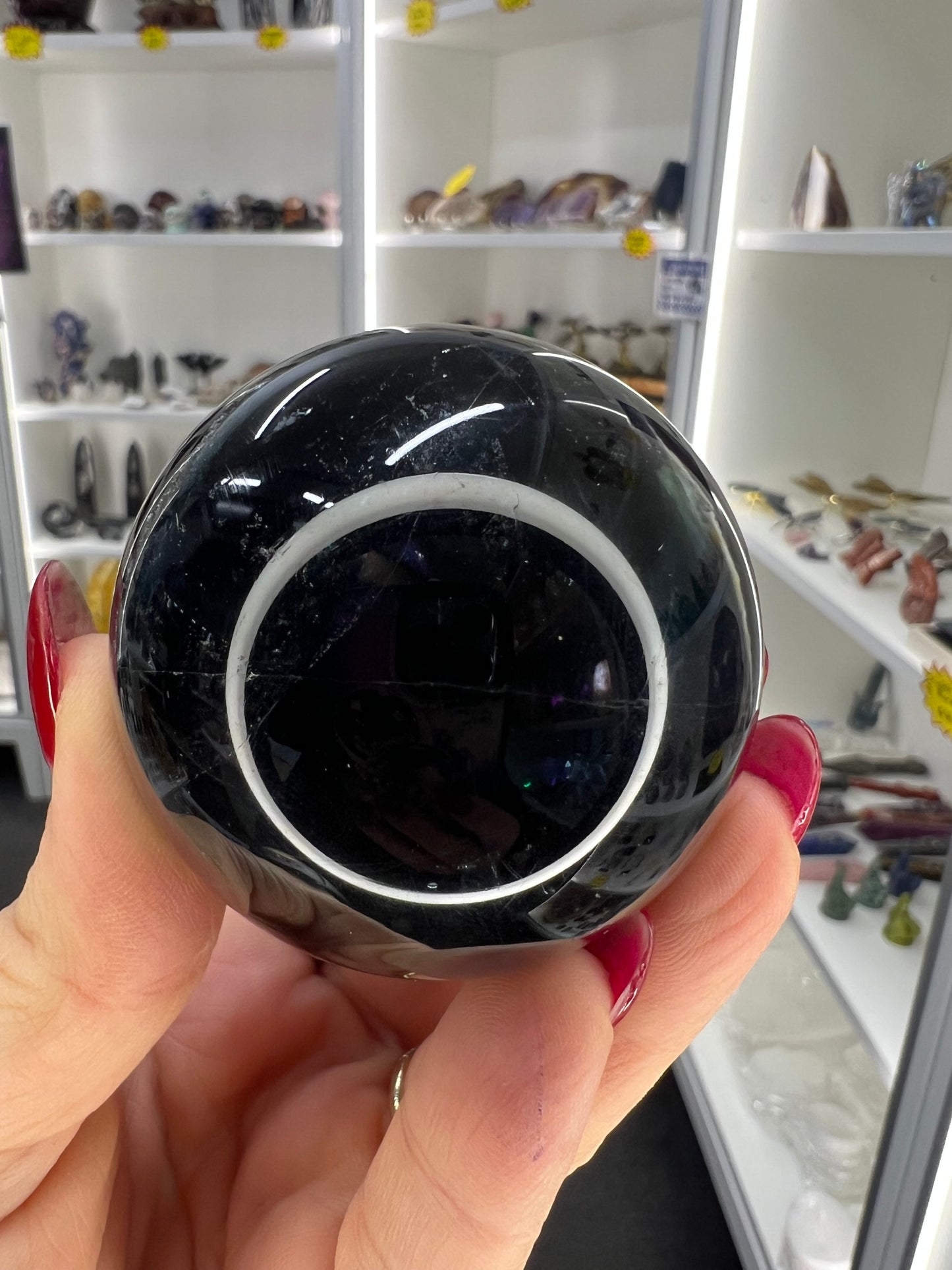 Black Fluorite Sphere on Stand (UV Reactive)
