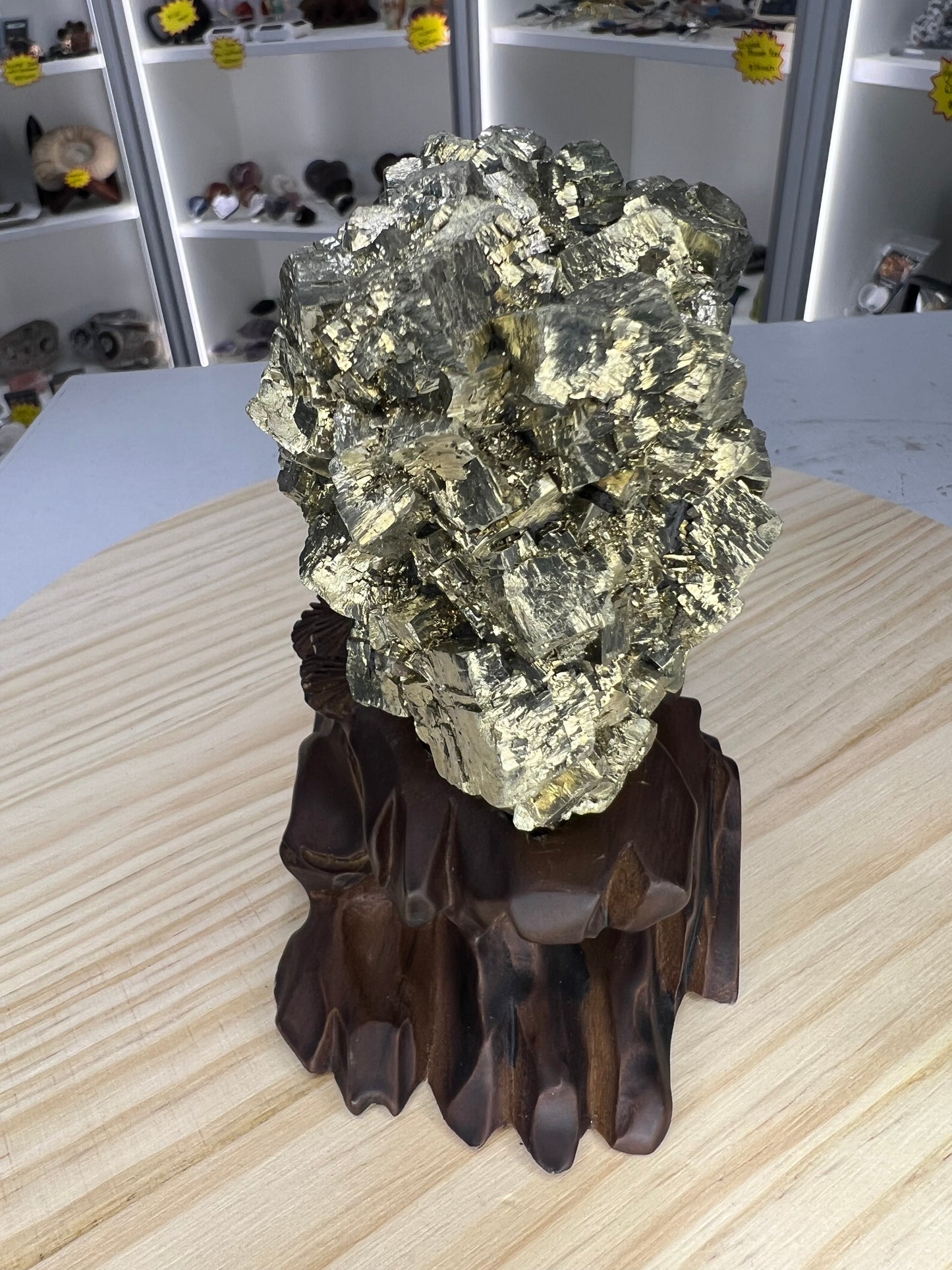 Pyrite Specimen on Custom Stand