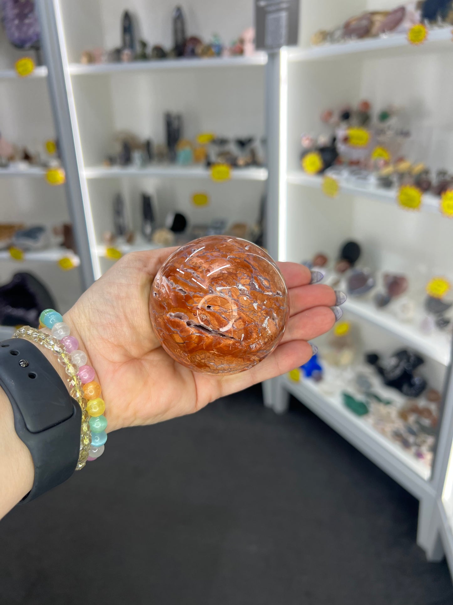 Pink Agate Sphere with Stand