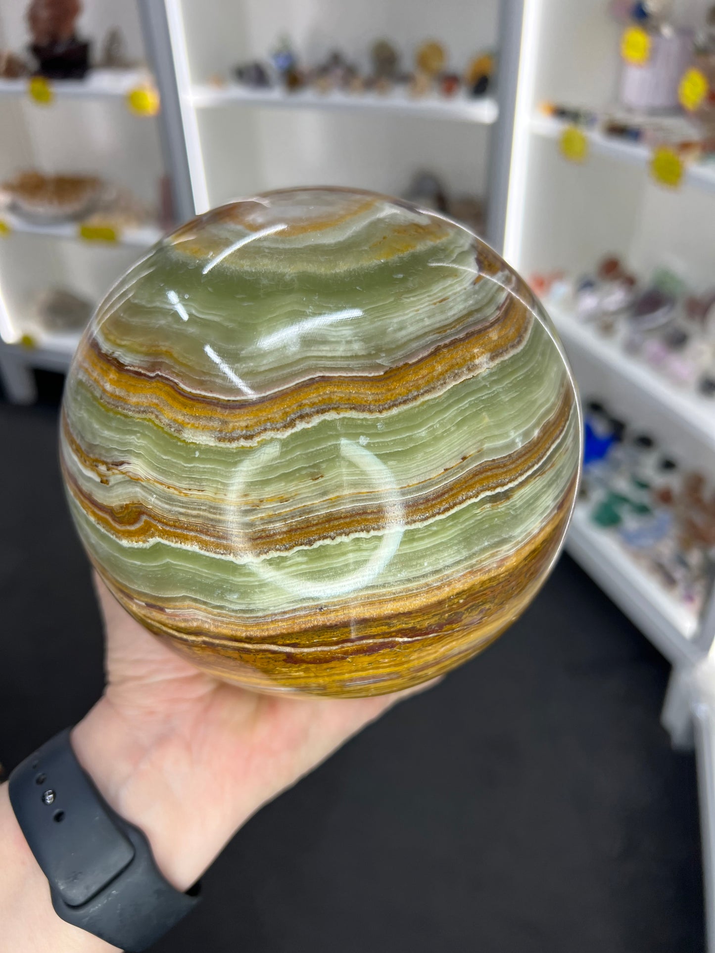 Green Onyx Sphere with Stand