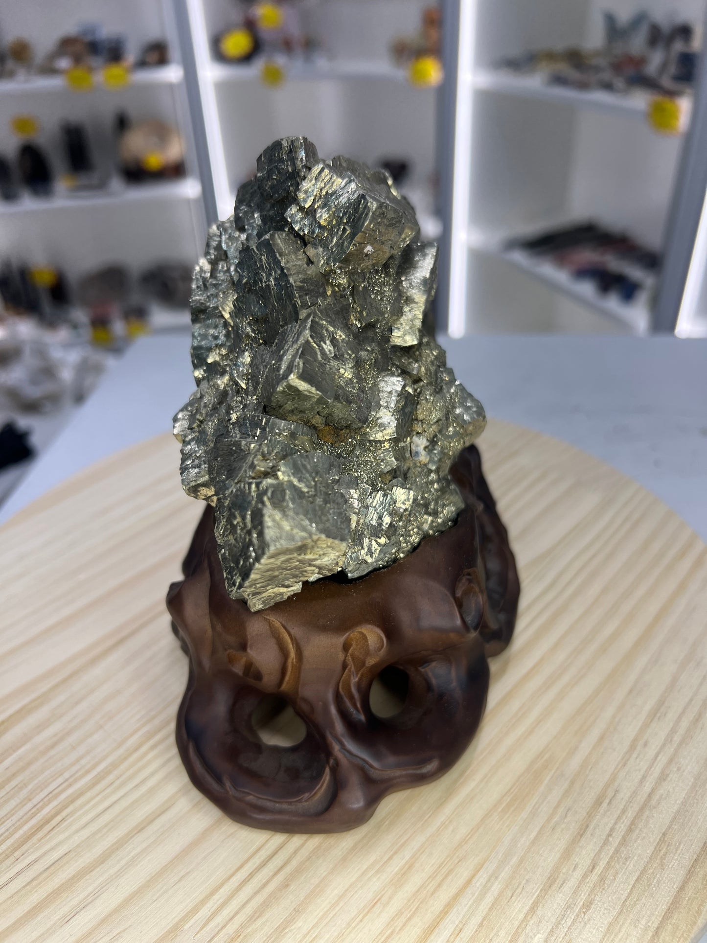 Pyrite Specimen on Custom Stand