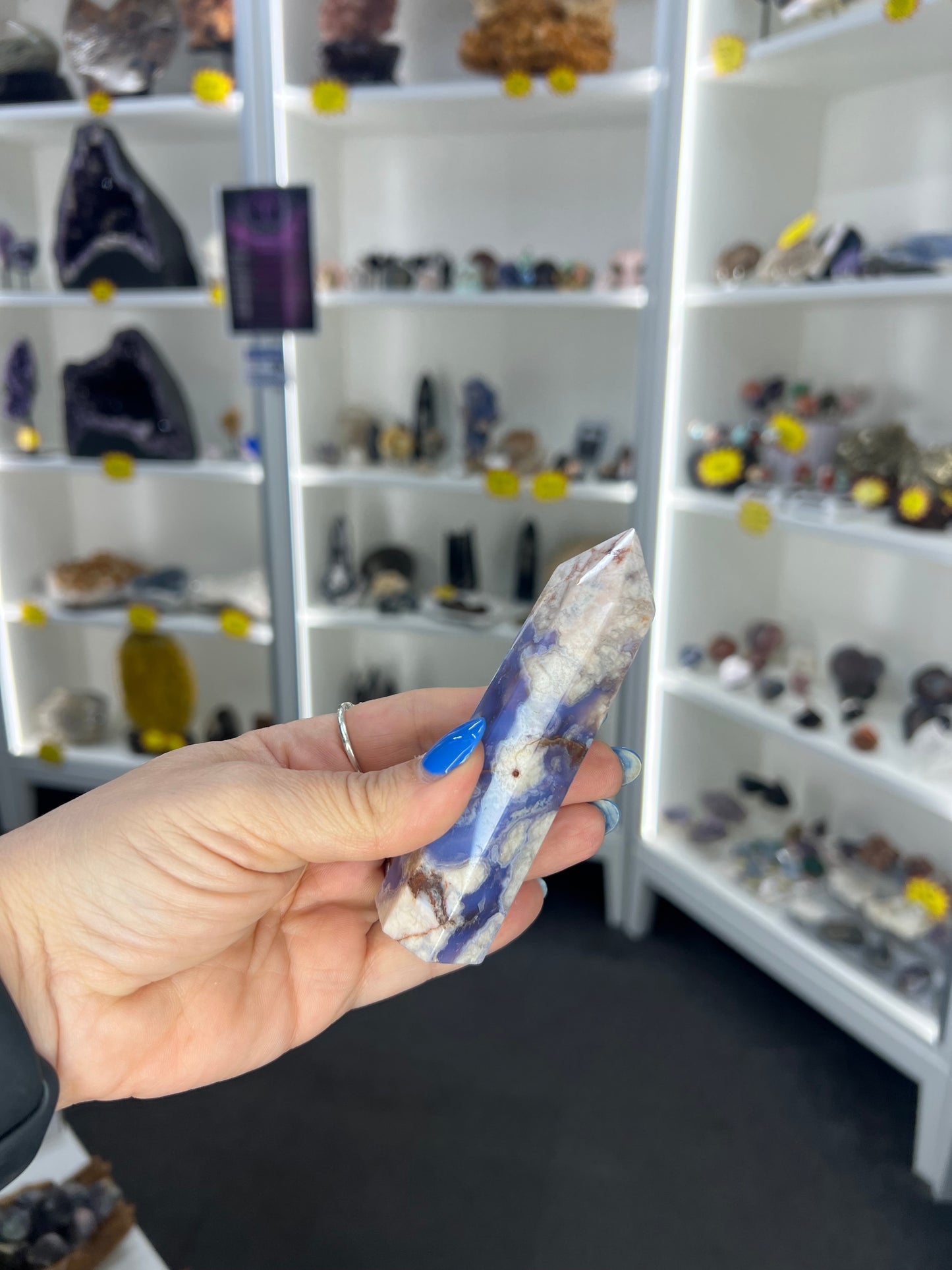 Blue Flower Agate Tower