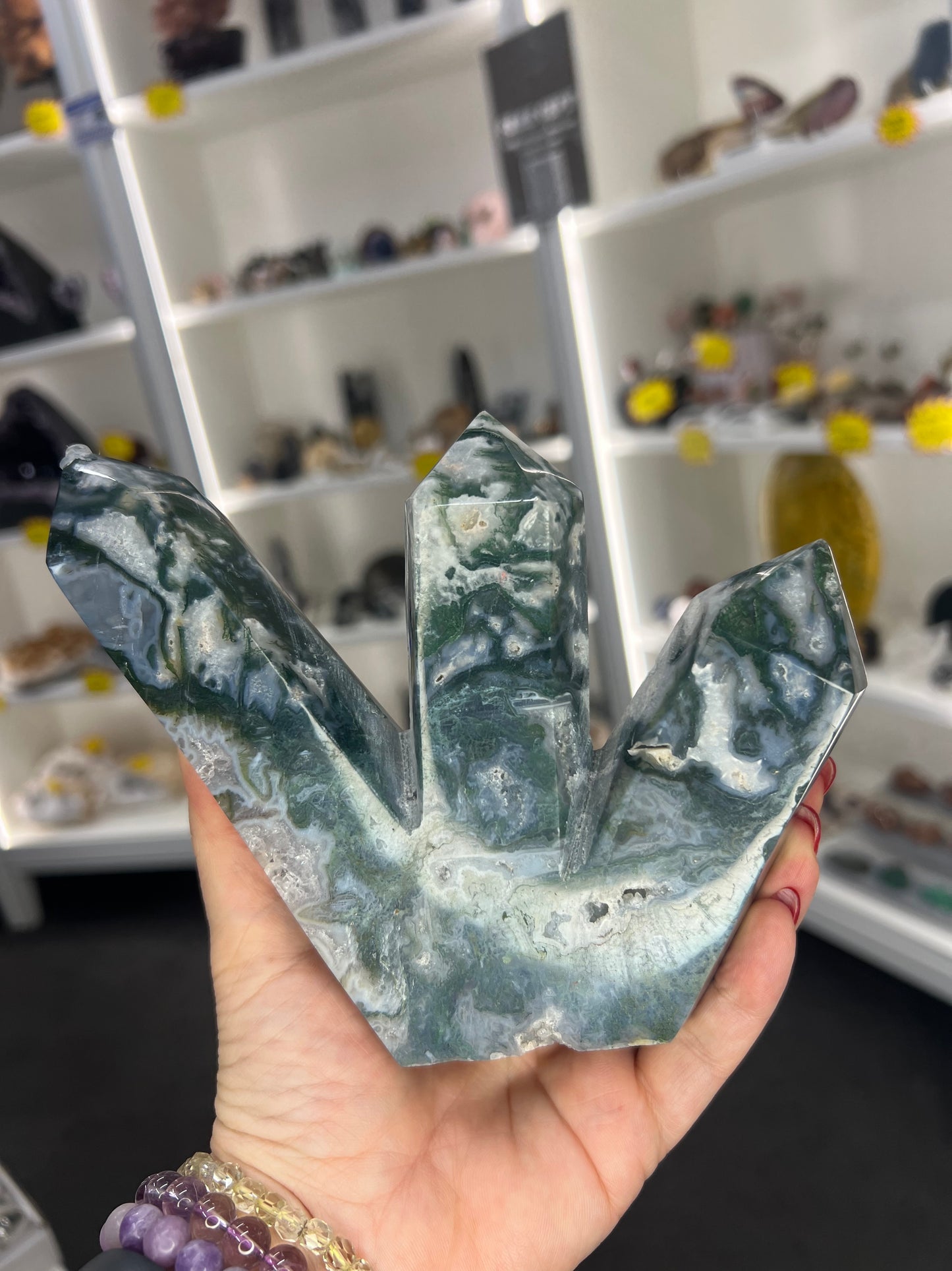 Moss Agate 3 Point Tower