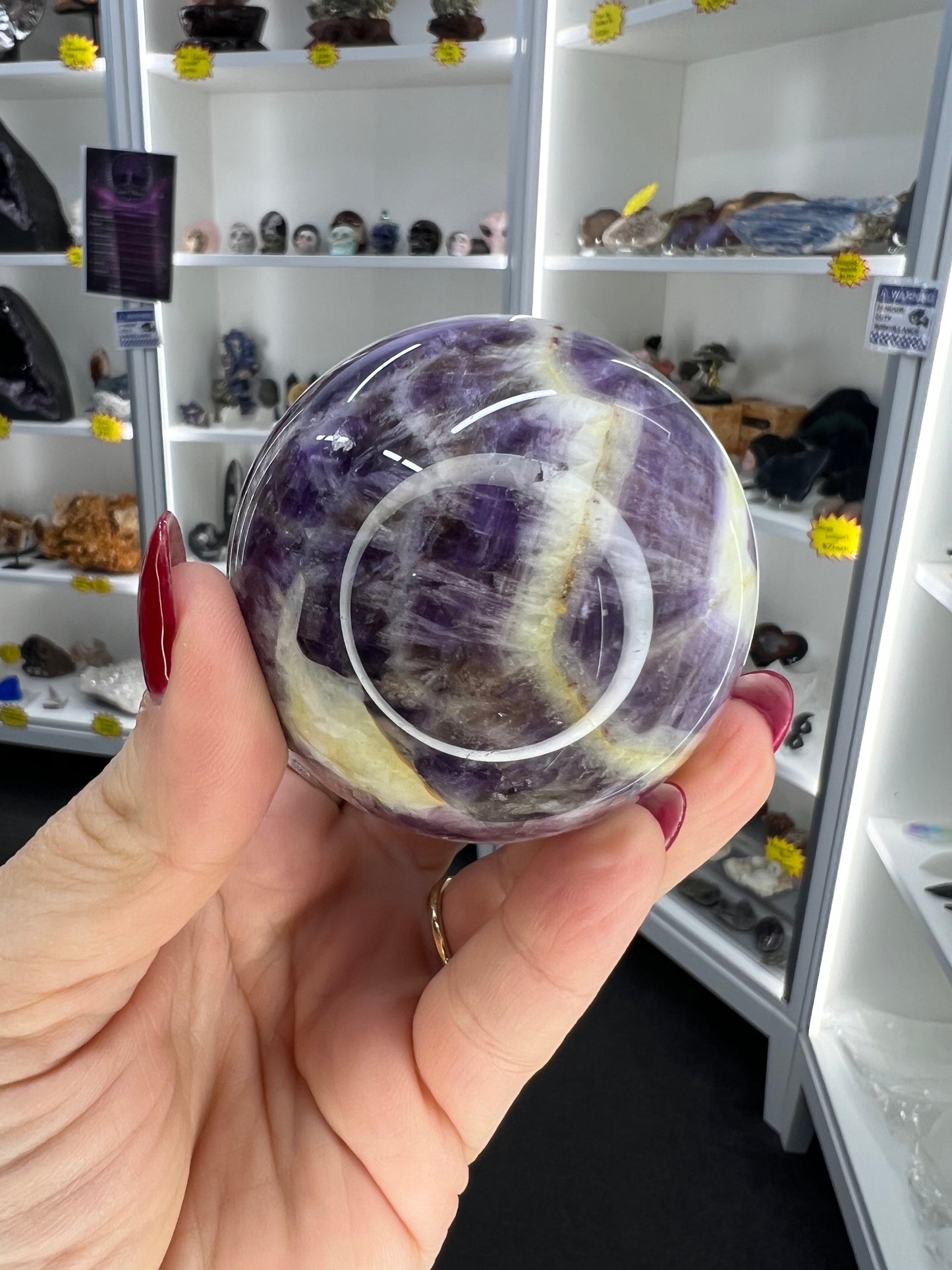 Chevron / Dream Amethyst Sphere with Stand