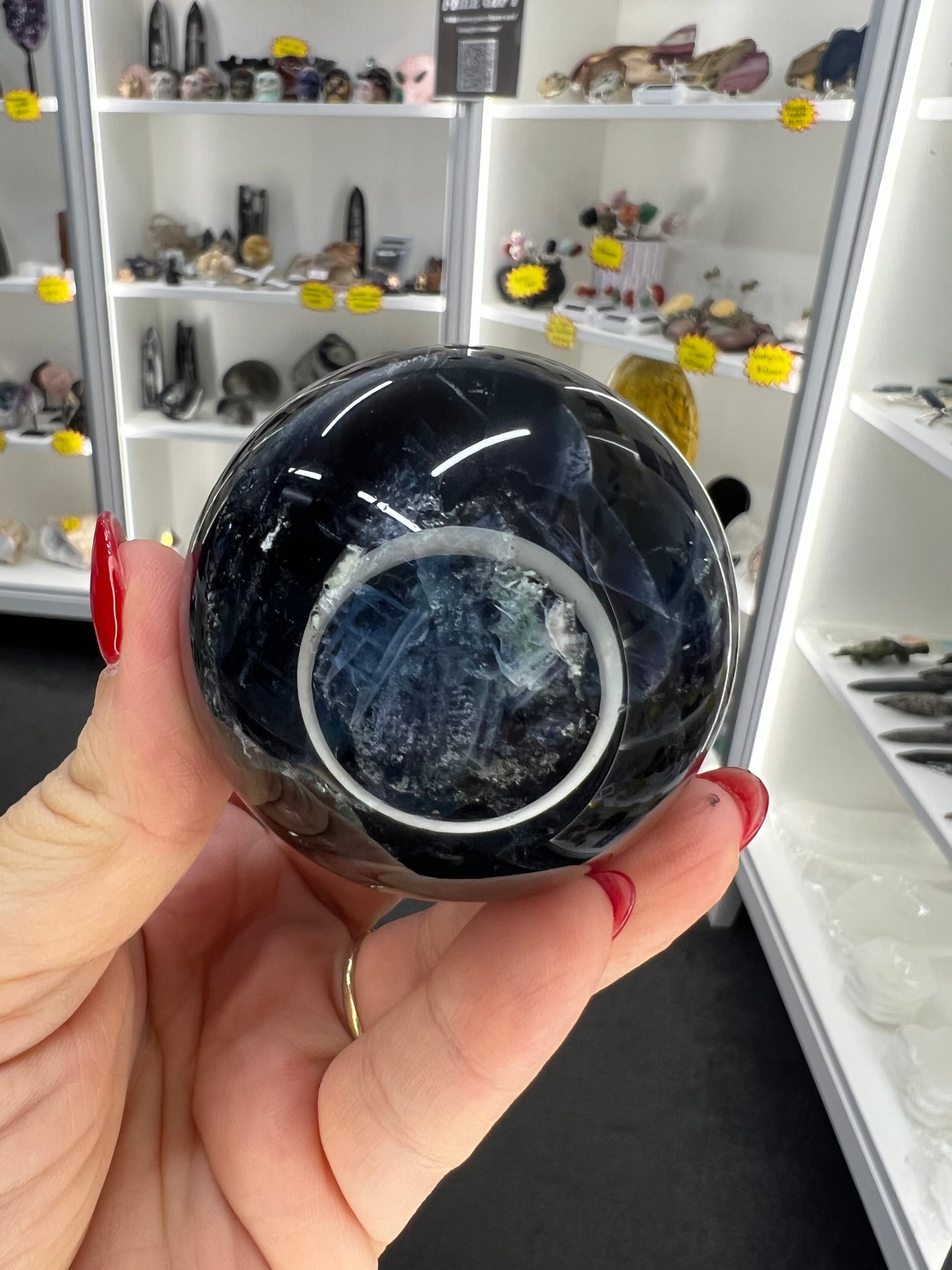 Black Fluorite Sphere with Stand