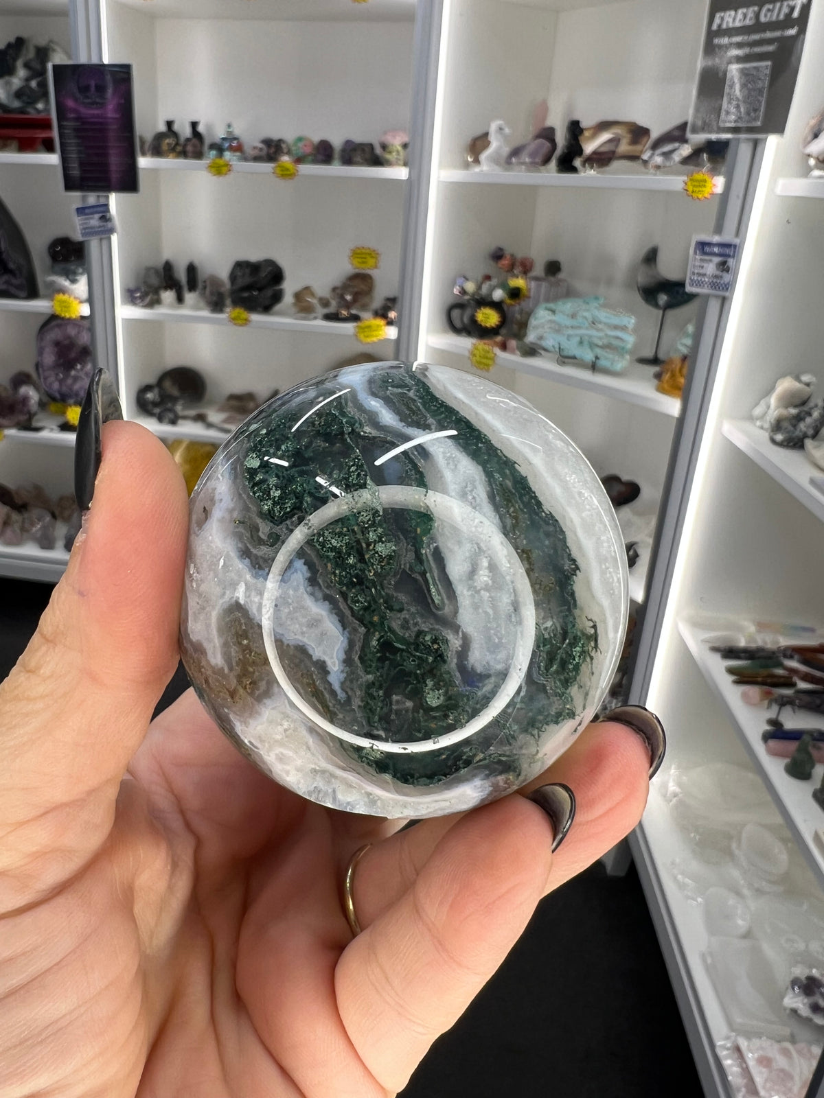 Moss Agate Sphere with Stand