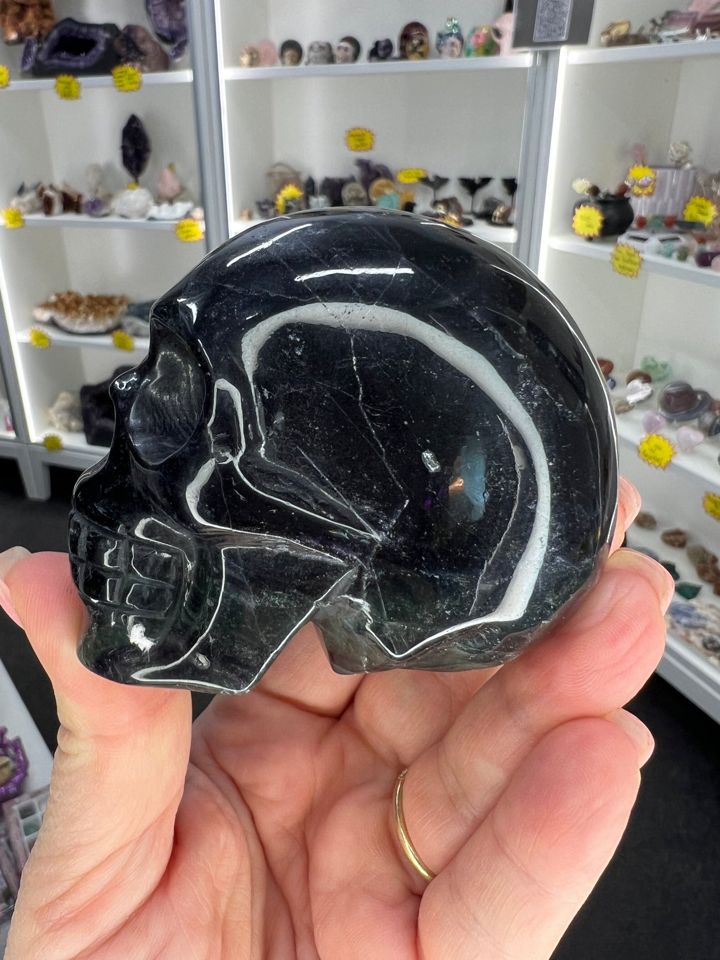 Black Fluorite Skull (UV Reactive)