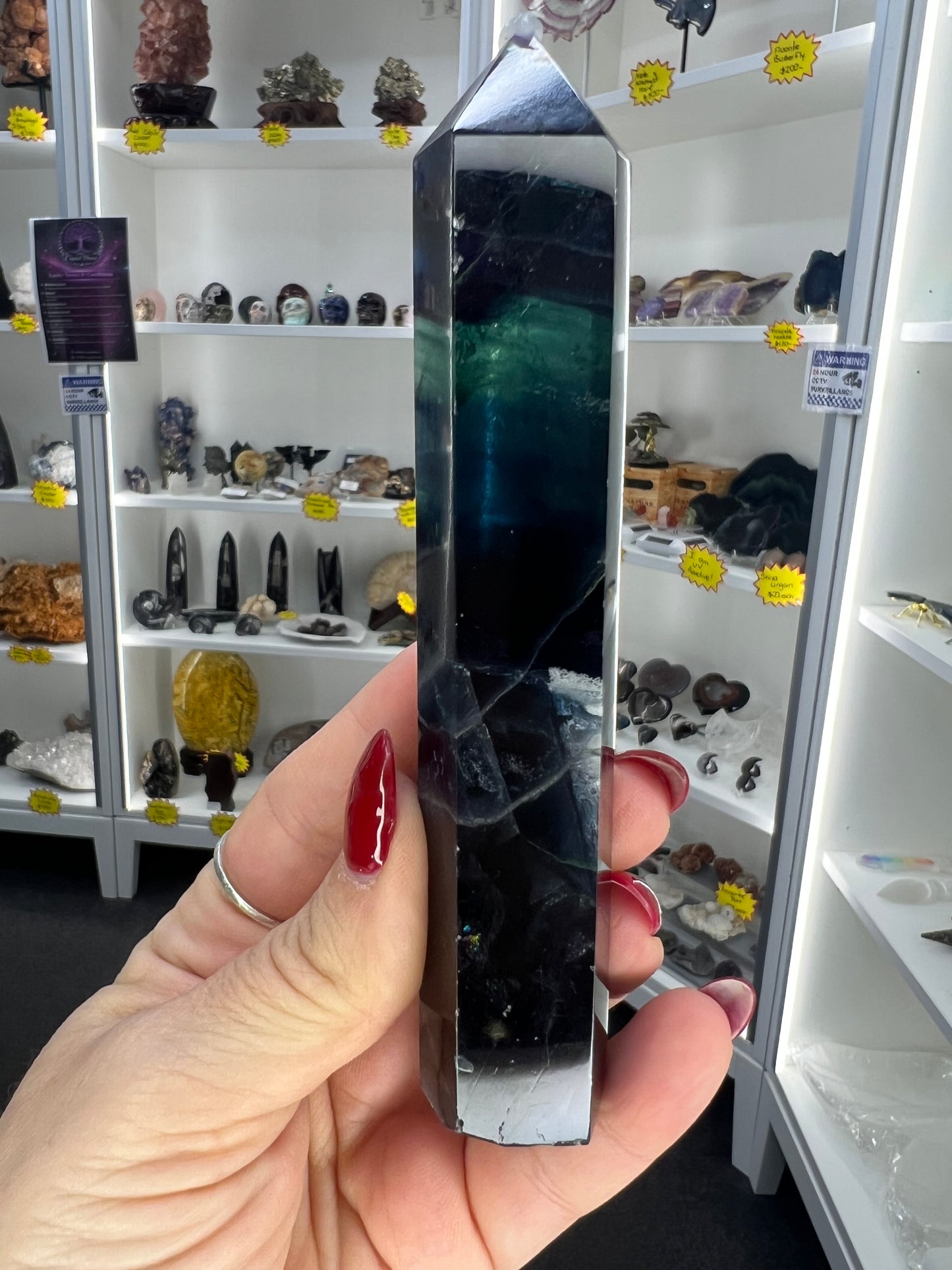Black Fluorite Tower (UV Reactive)