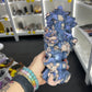 Blue Flower Agate Dragon on Sword