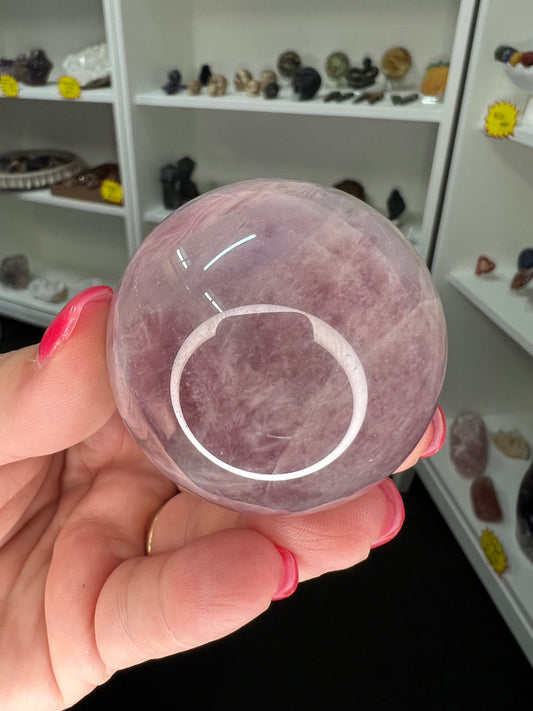Lavender Rose Quartz Sphere on Stand