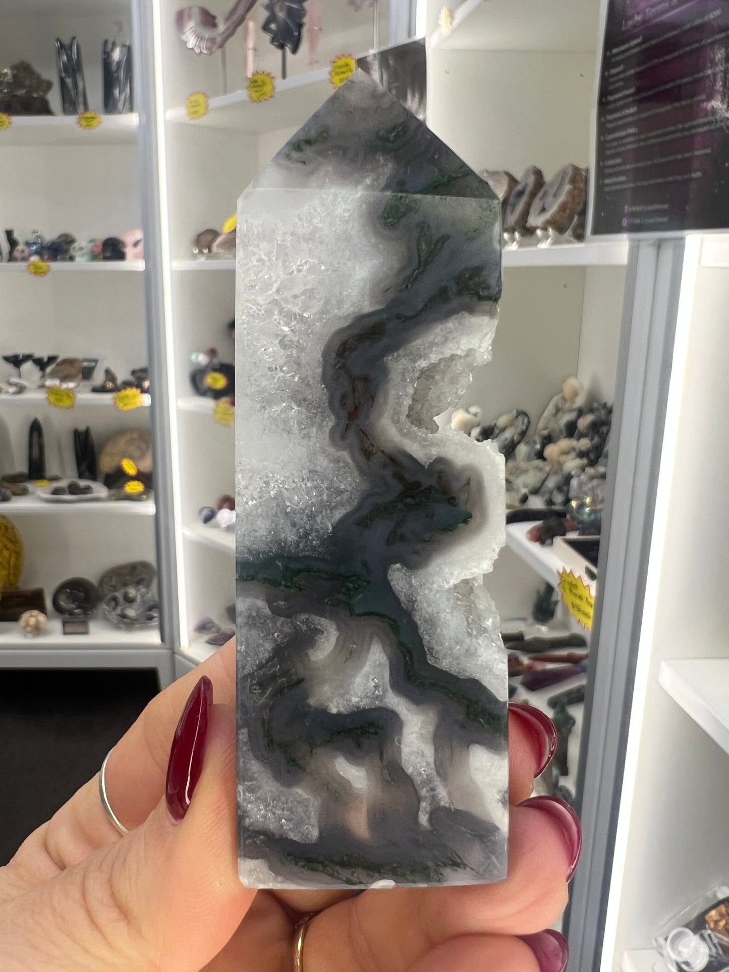 Moss Agate Druzy Tower