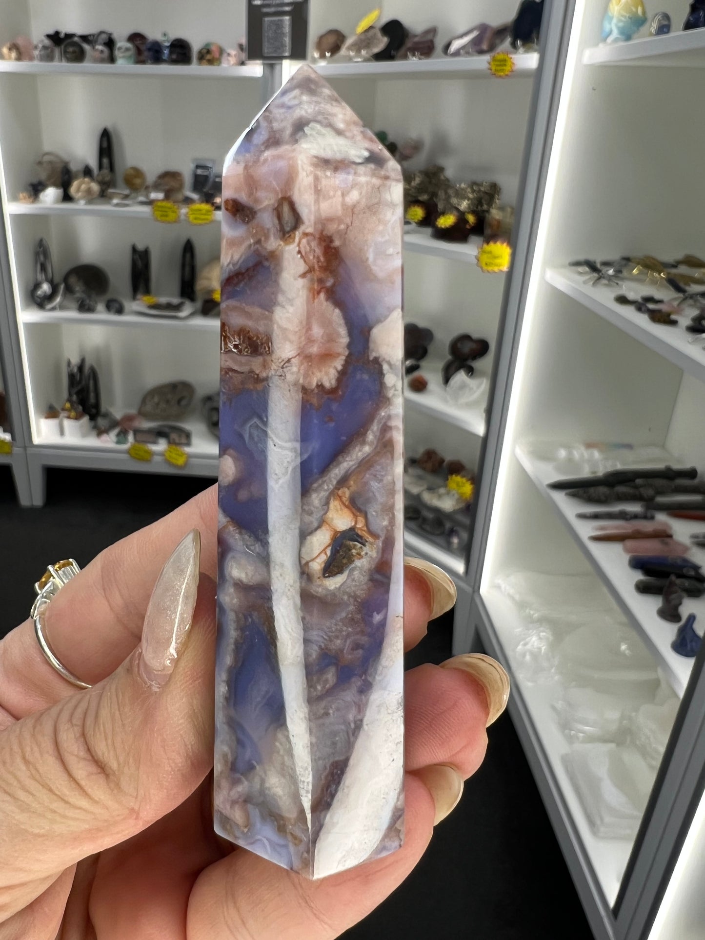 Blue Flower Agate Tower