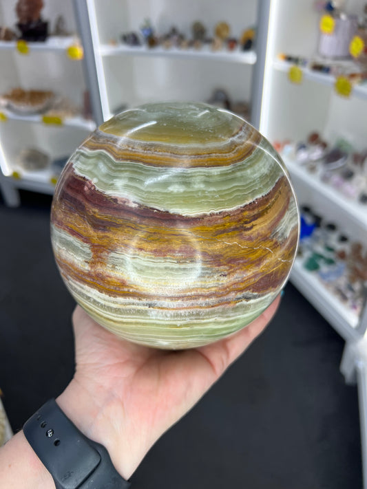 Green Onyx Sphere with Stand