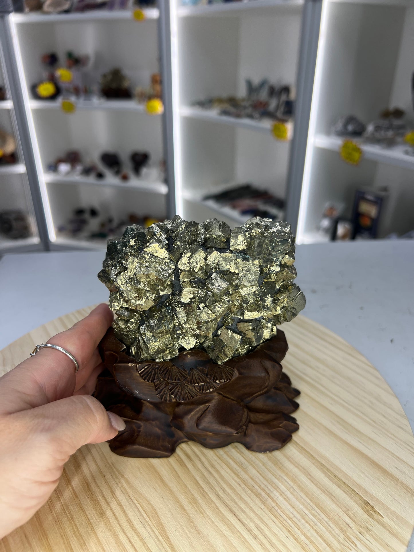 Pyrite Specimen on Custom Stand