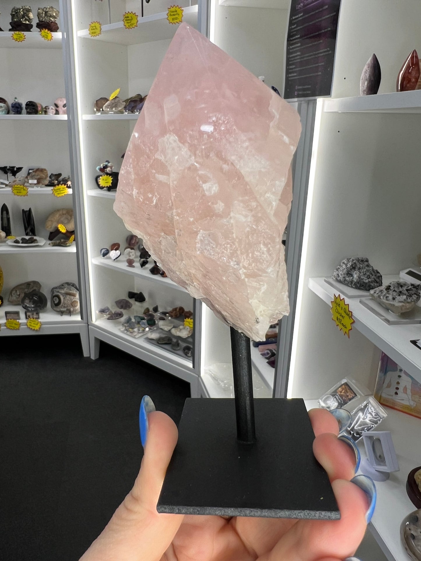 Rose Quartz Point on Stand