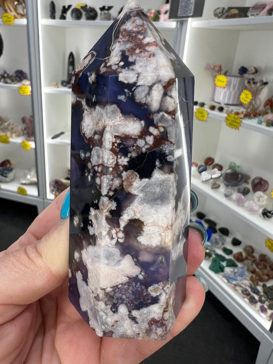 Blue Flower Agate Tower
