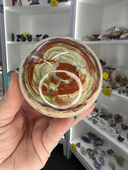 Green Onyx Sphere on Stand