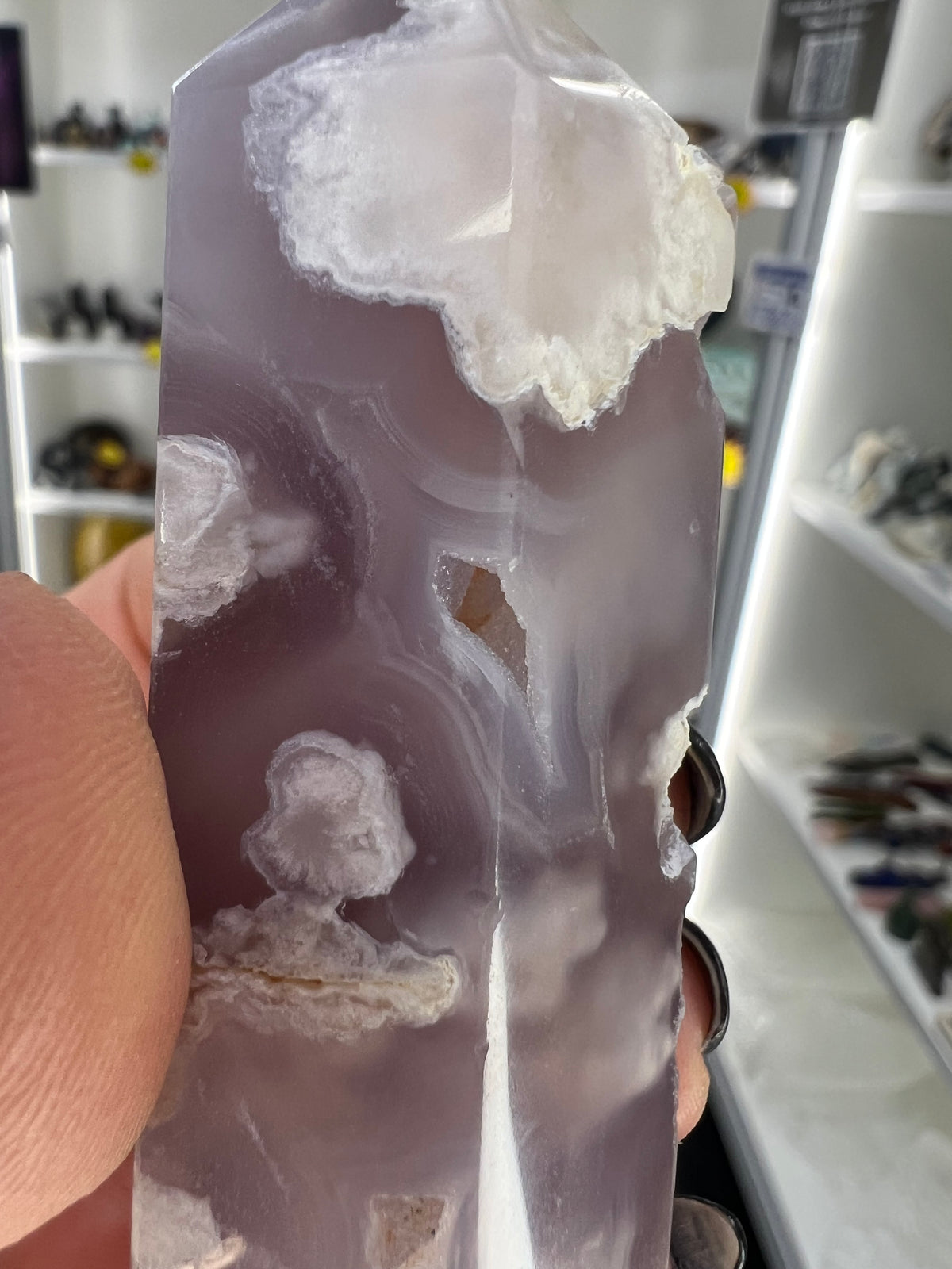 Black Flower Agate Tower
