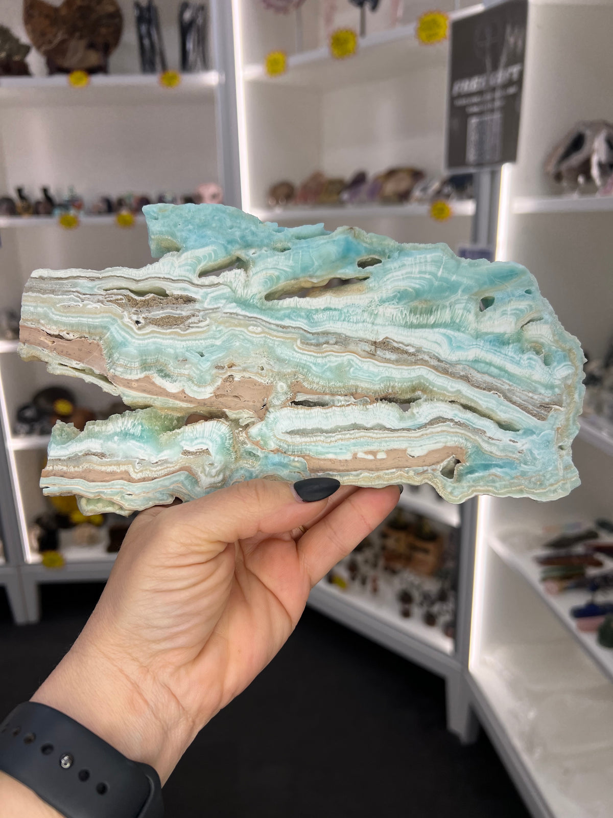 Hemimorphite Slab with Stand