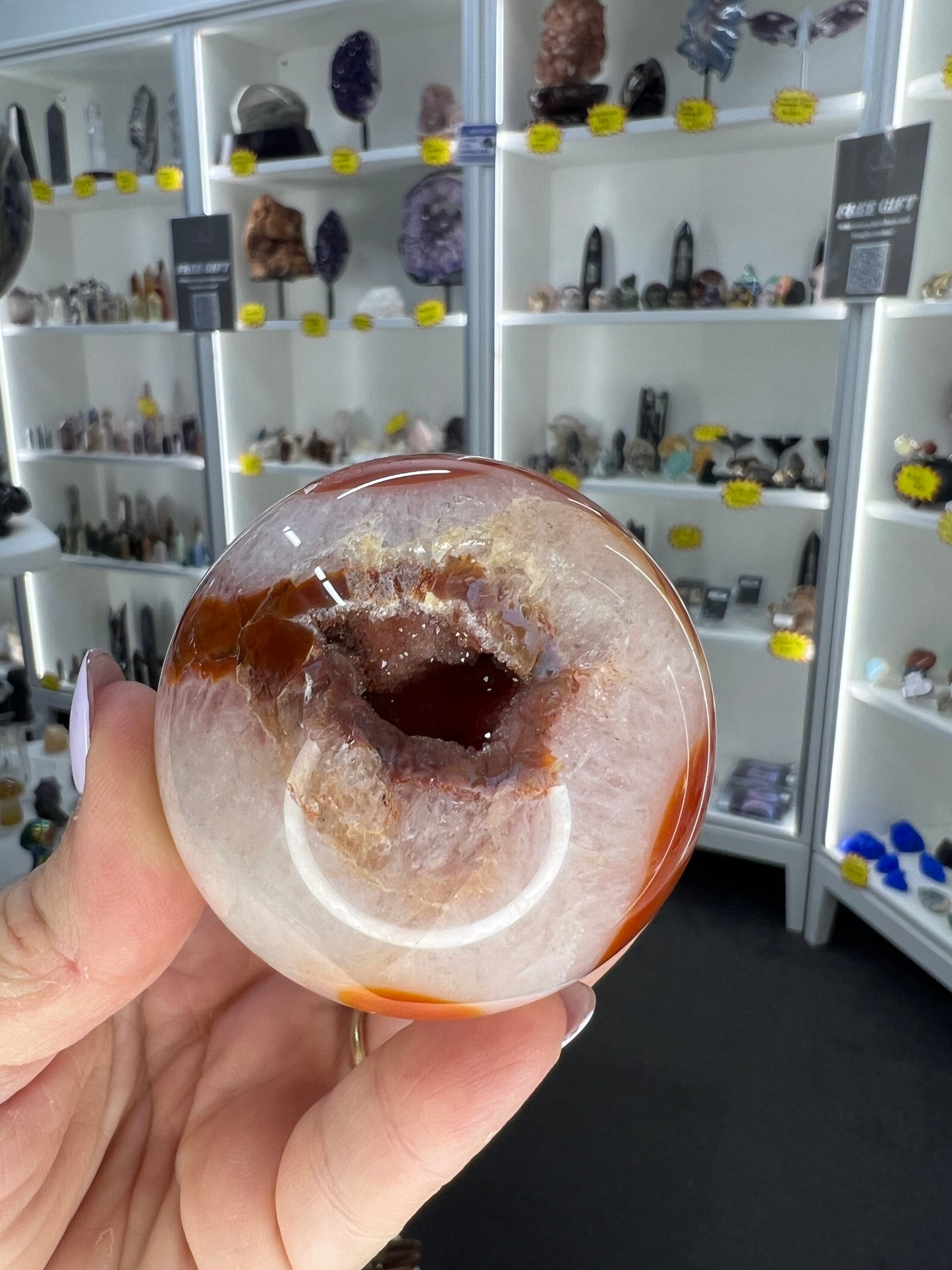 Druzy Carnelian Sphere with Stand