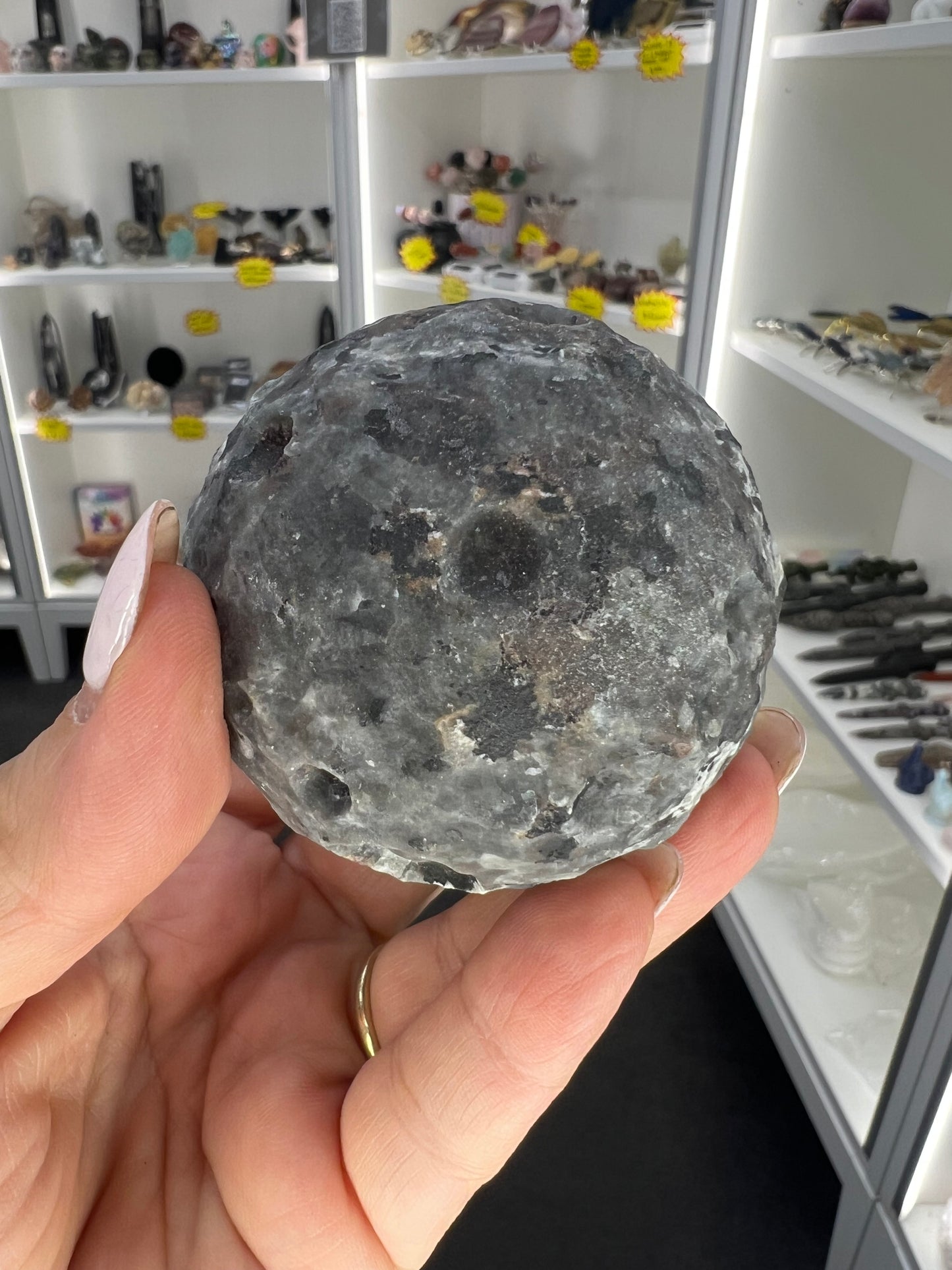 Yooperlite Moon Sphere with Stand (UV Reactive)