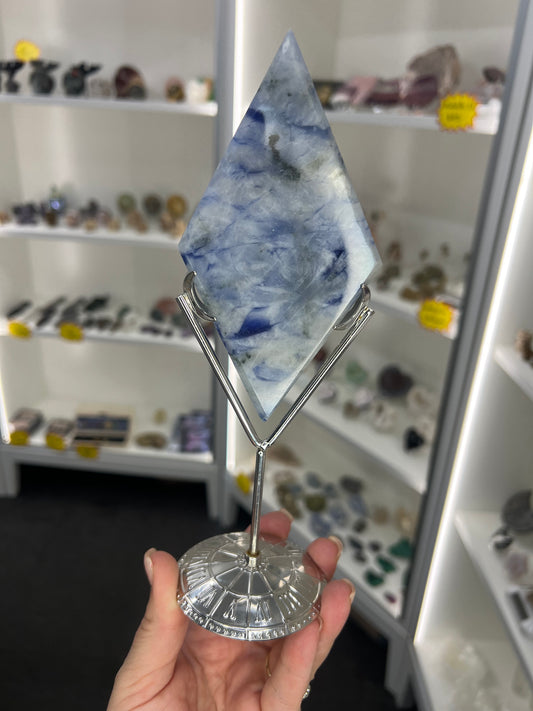 Dumortierite Rhombus on Stand (UV Reactive)