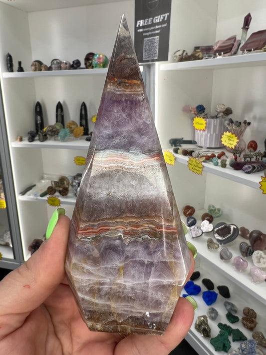 Amethyst x Banded Agate Faceted Freeform