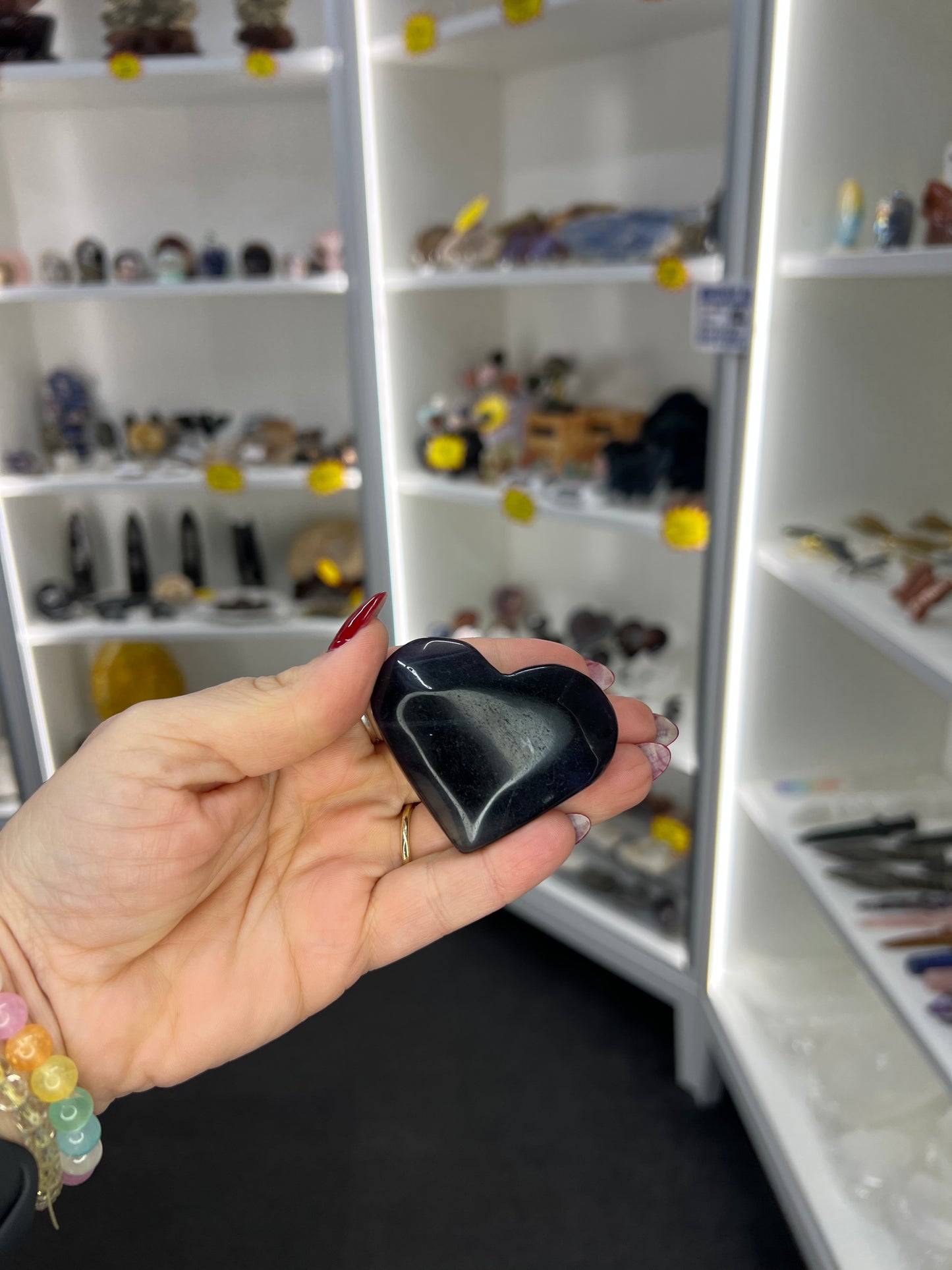 Black Fluorite Heart (UV Reactive)