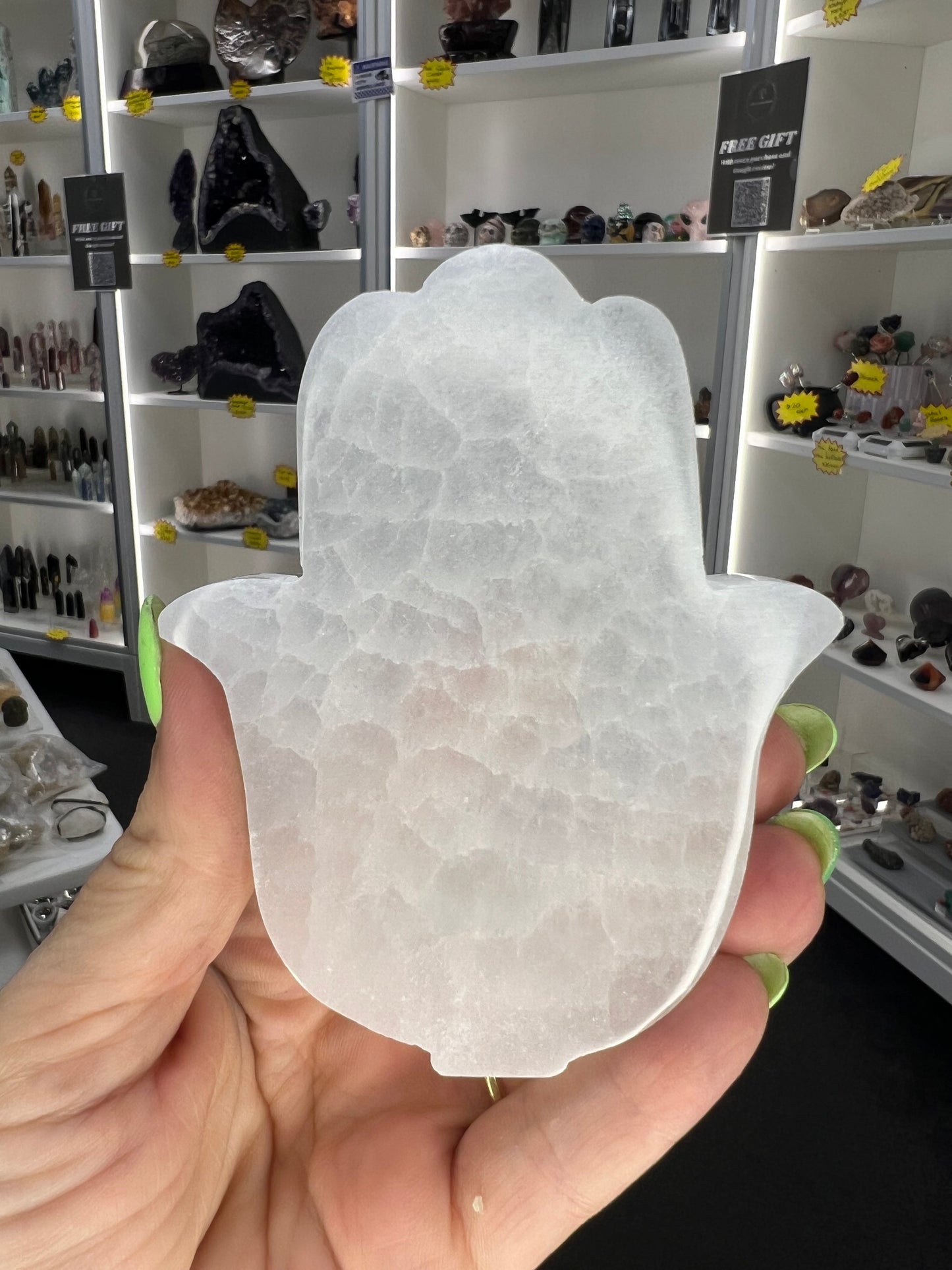 Selenite Hamsa Charging Plate