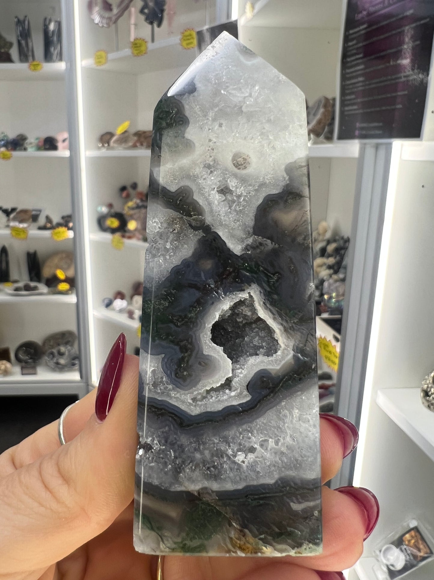 Moss Agate Druzy Tower