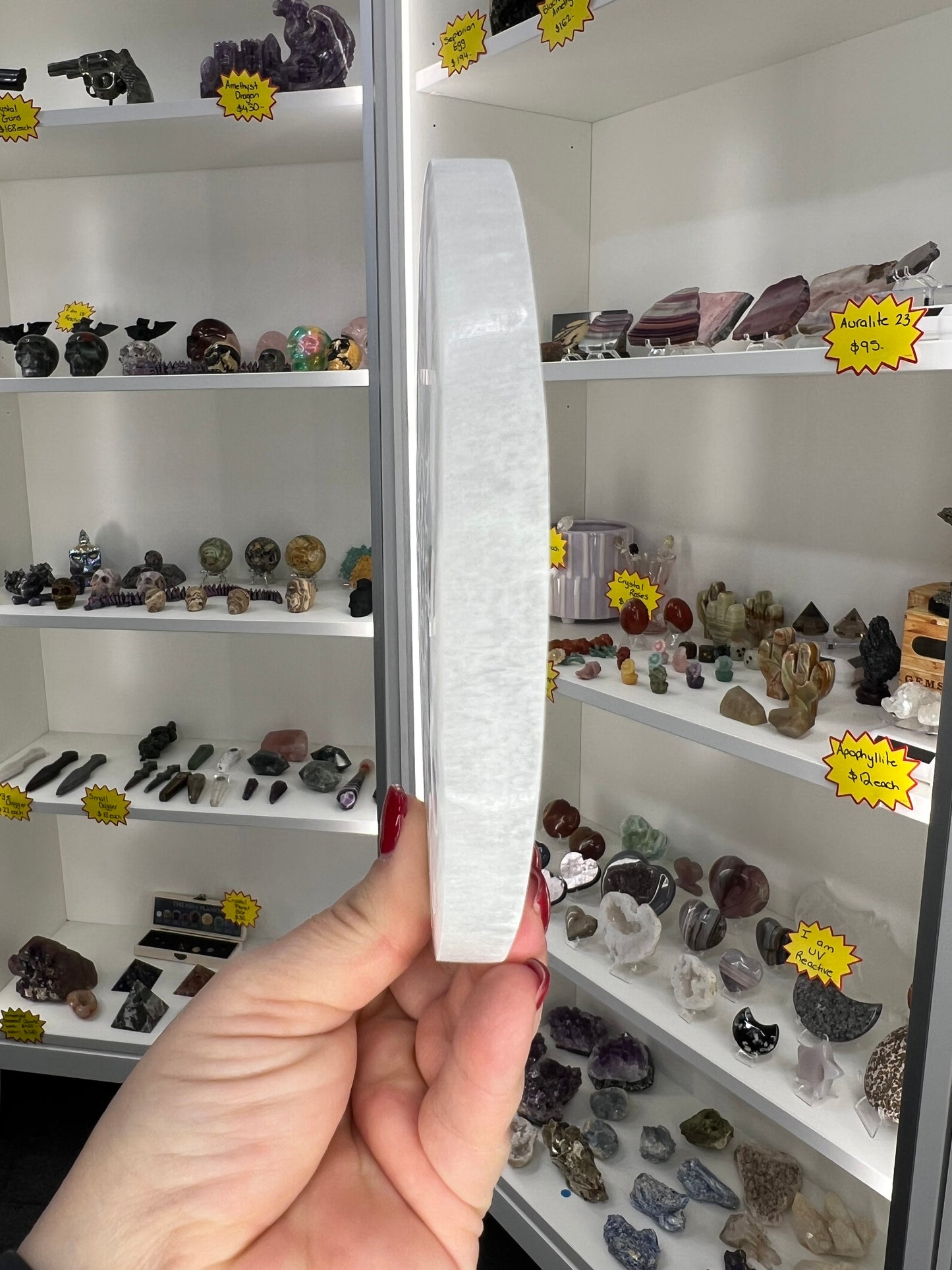 Selenite Sun & Moon Charging Plate