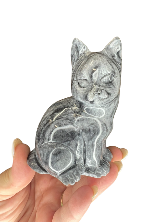Black Jade Cat Carving