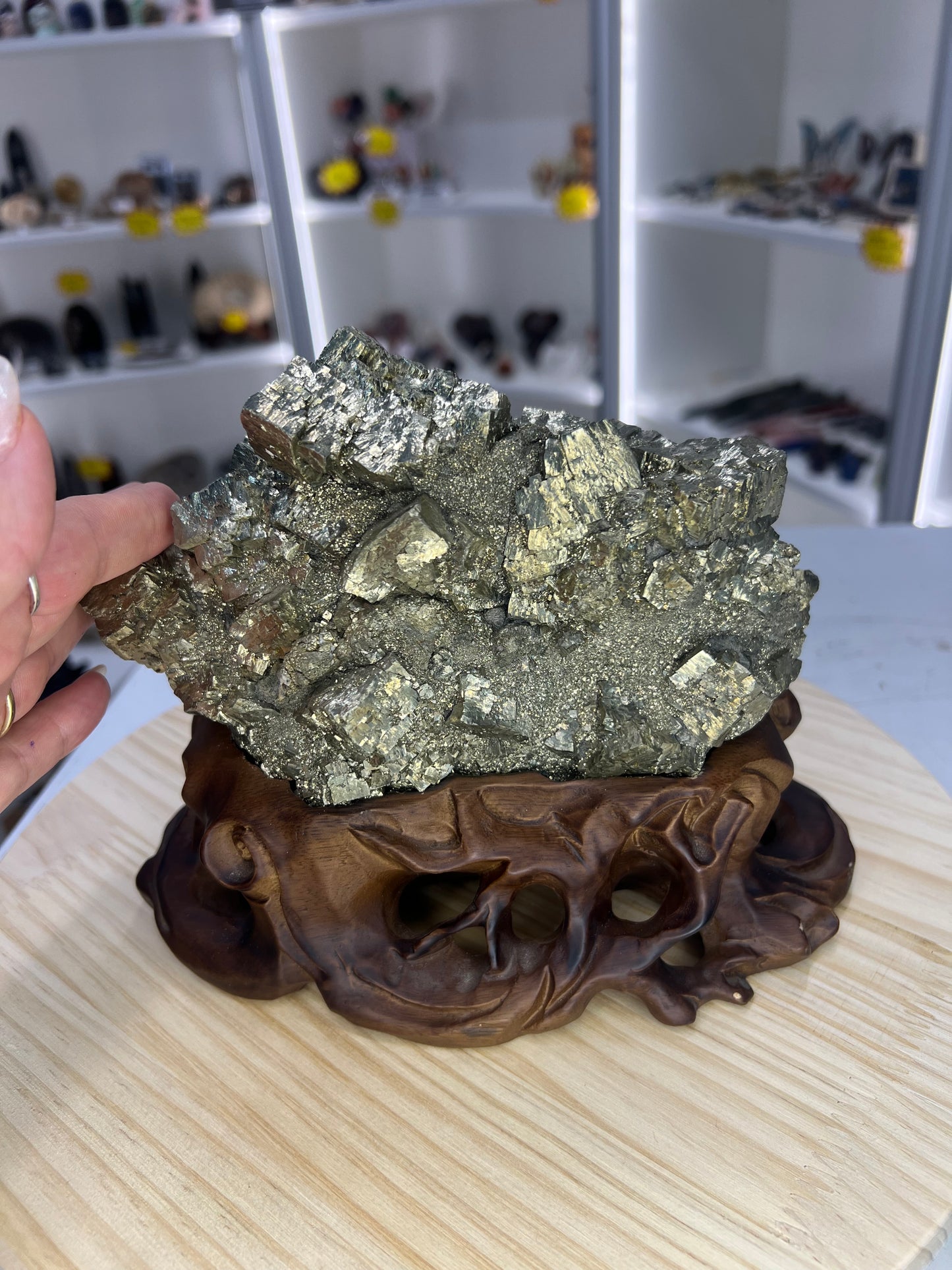 Pyrite Specimen on Custom Stand