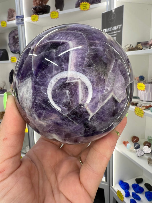 Chevron / Dream Amethyst Sphere with Stand