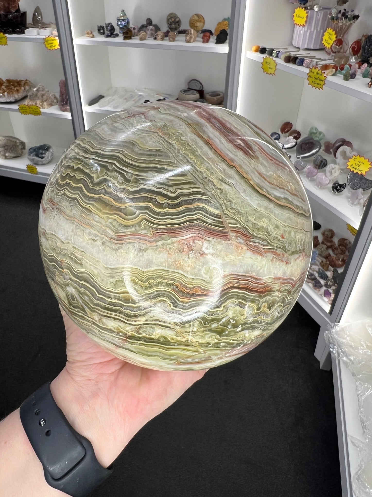 Green Onyx Sphere with Stand
