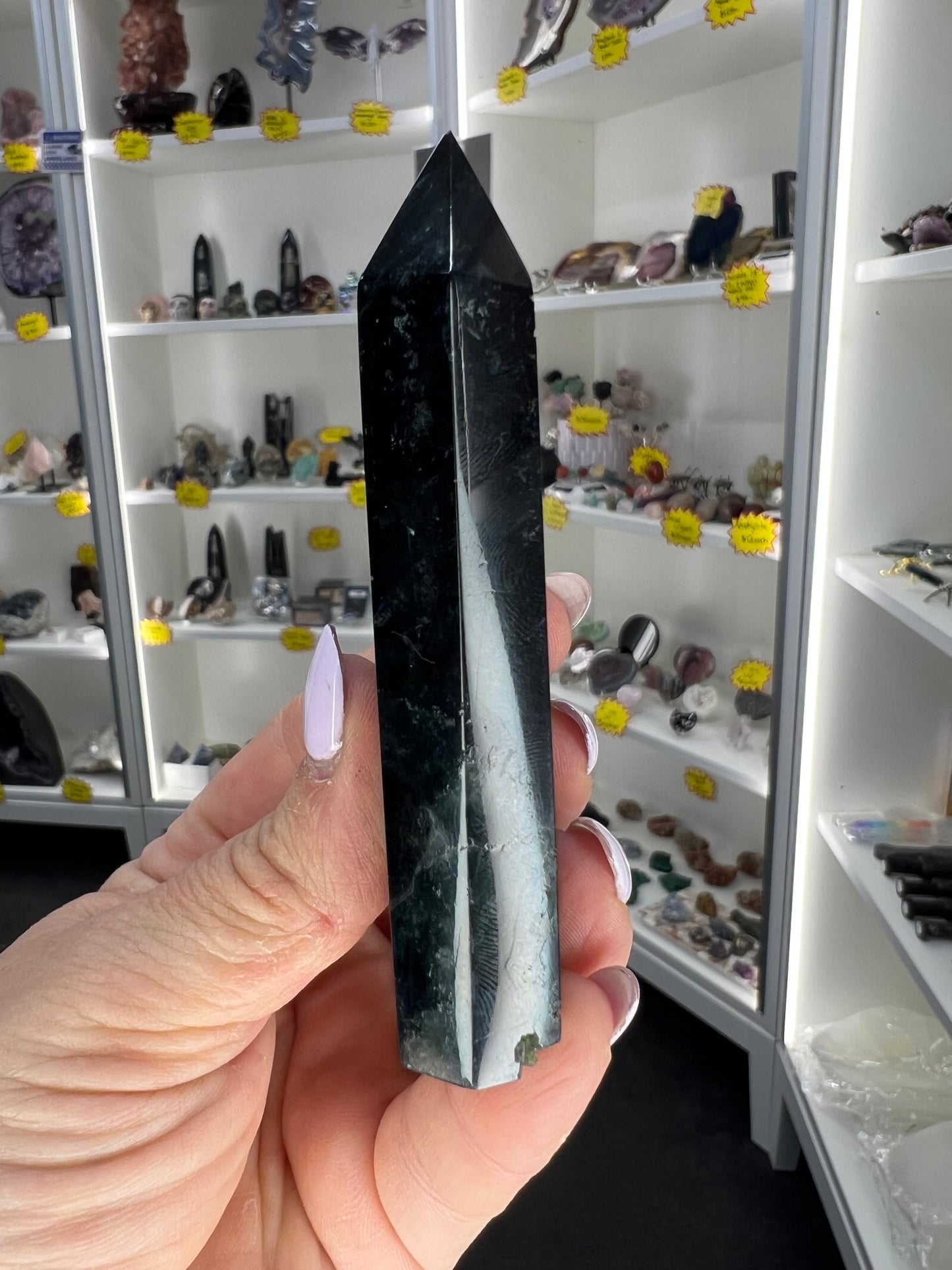 Black Fluorite Tower (UV Reactive)