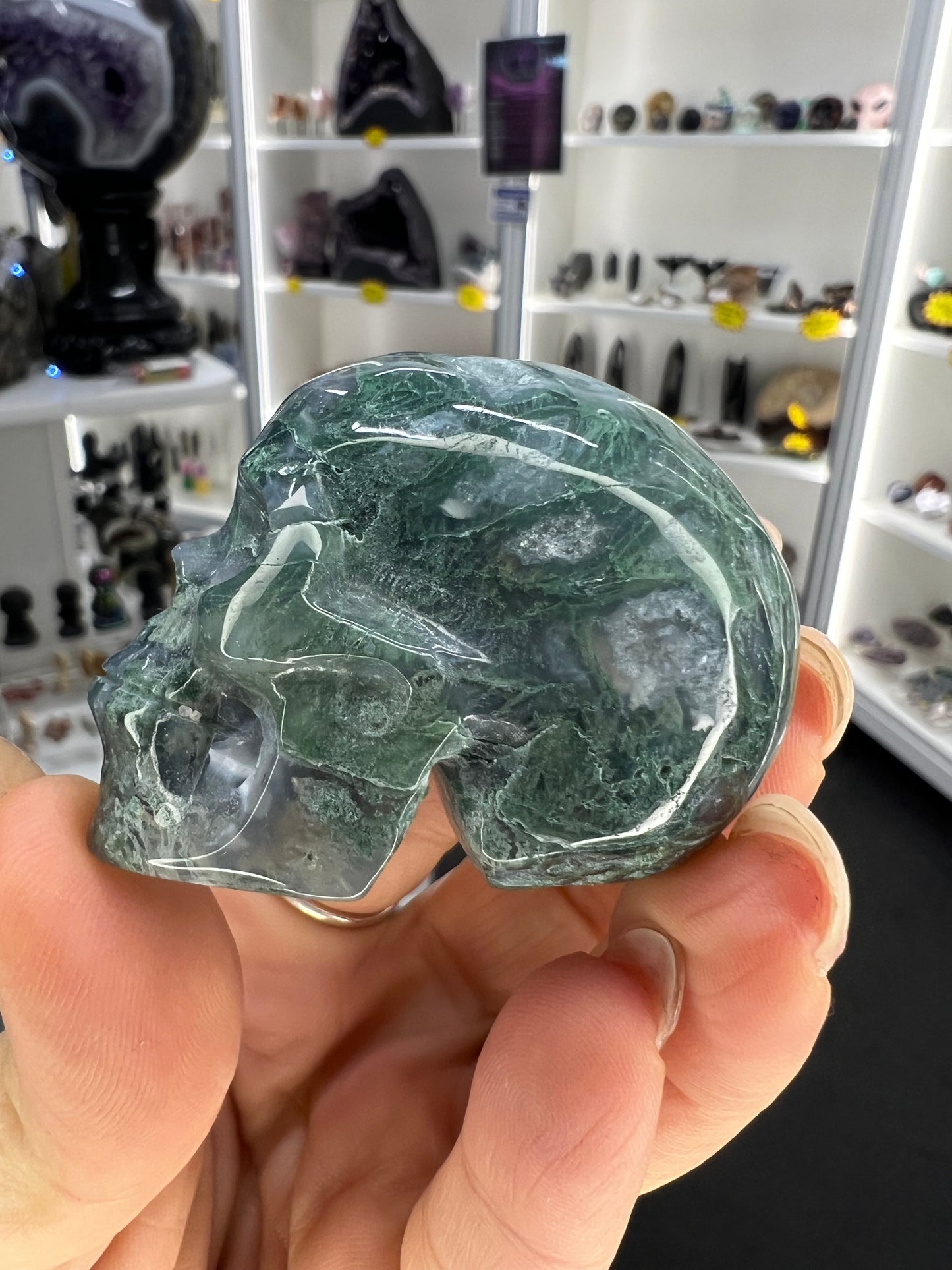 Moss Agate Skull