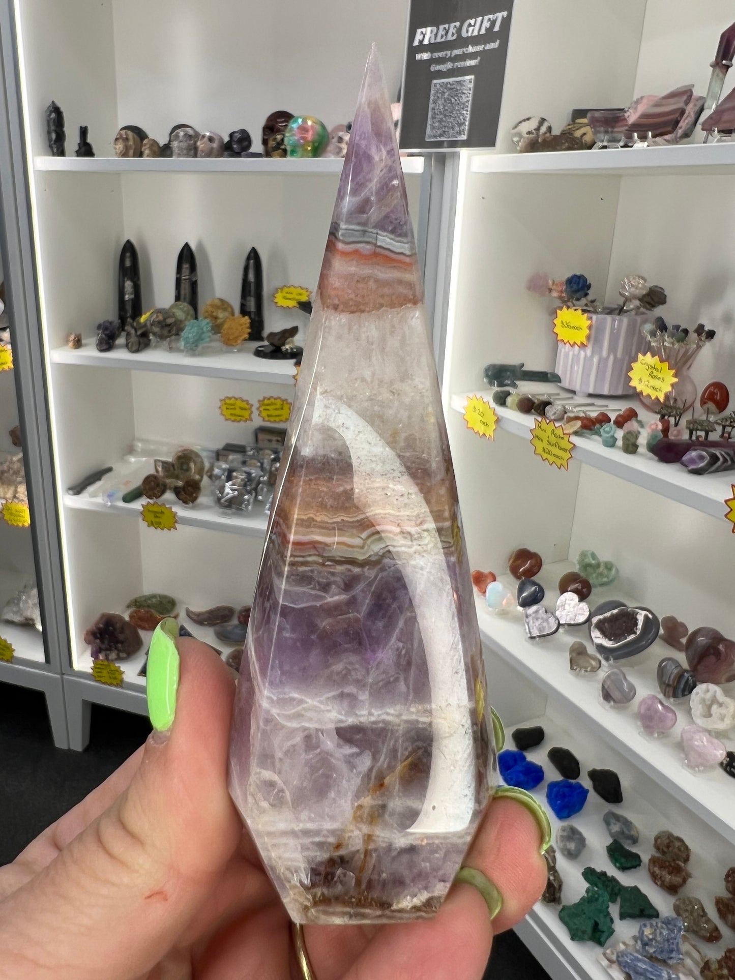 Amethyst x Banded Agate Faceted Freeform