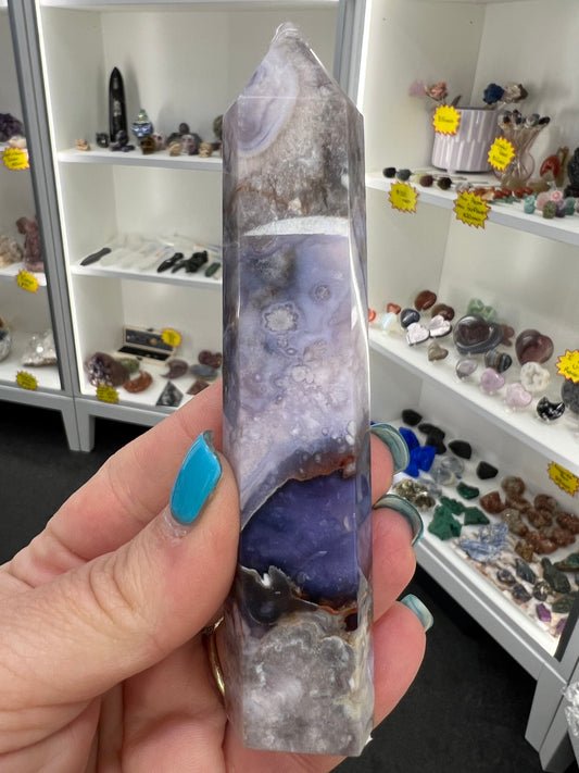 Blue Flower Agate Tower