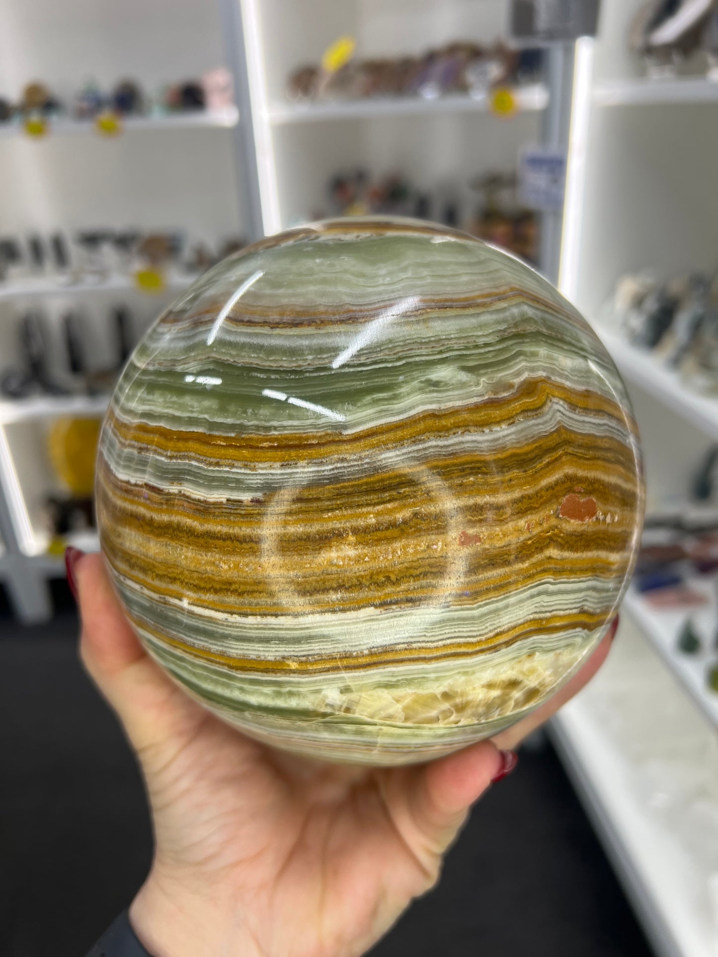 Huge Green Onyx Sphere with Stand