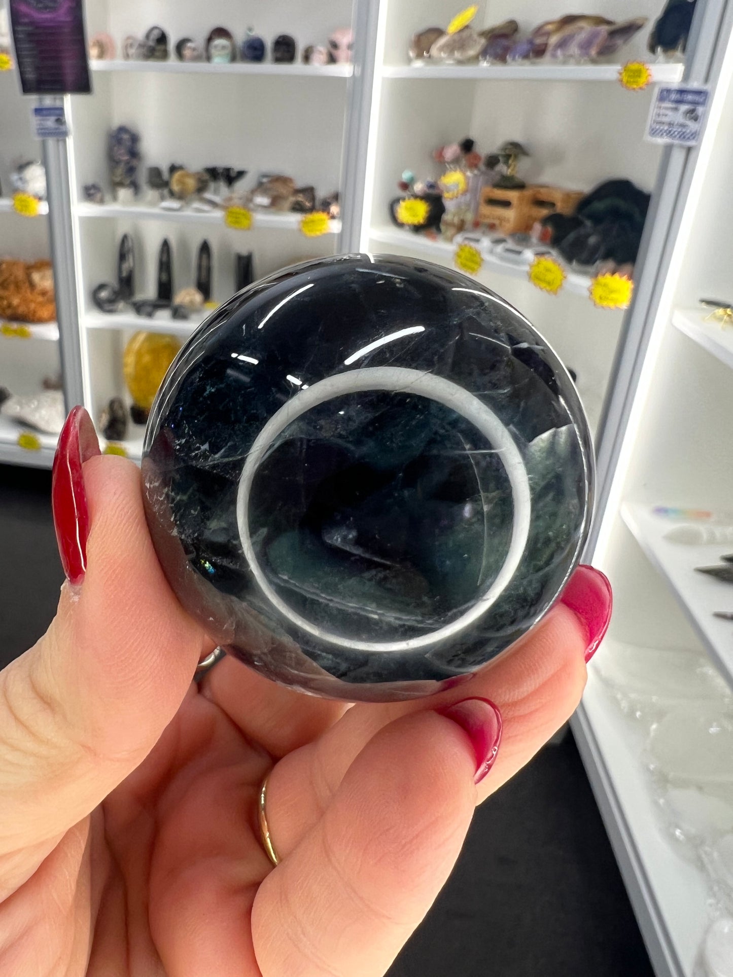Black Fluorite Sphere on Stand (UV Reactive)