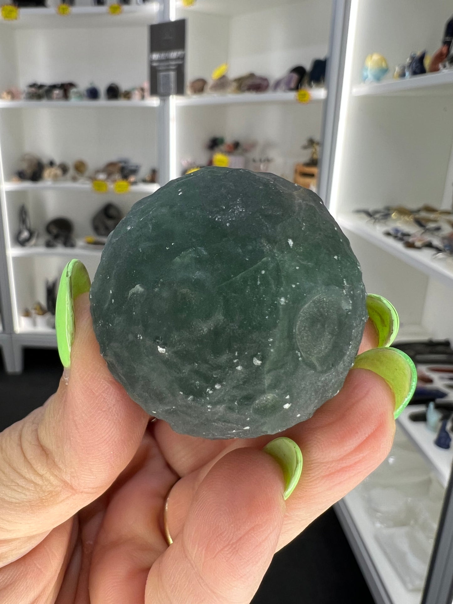 Fluorite Moon Face Sphere on Stand