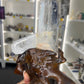 Clear Quartz Cluster Points on Wooden Stand