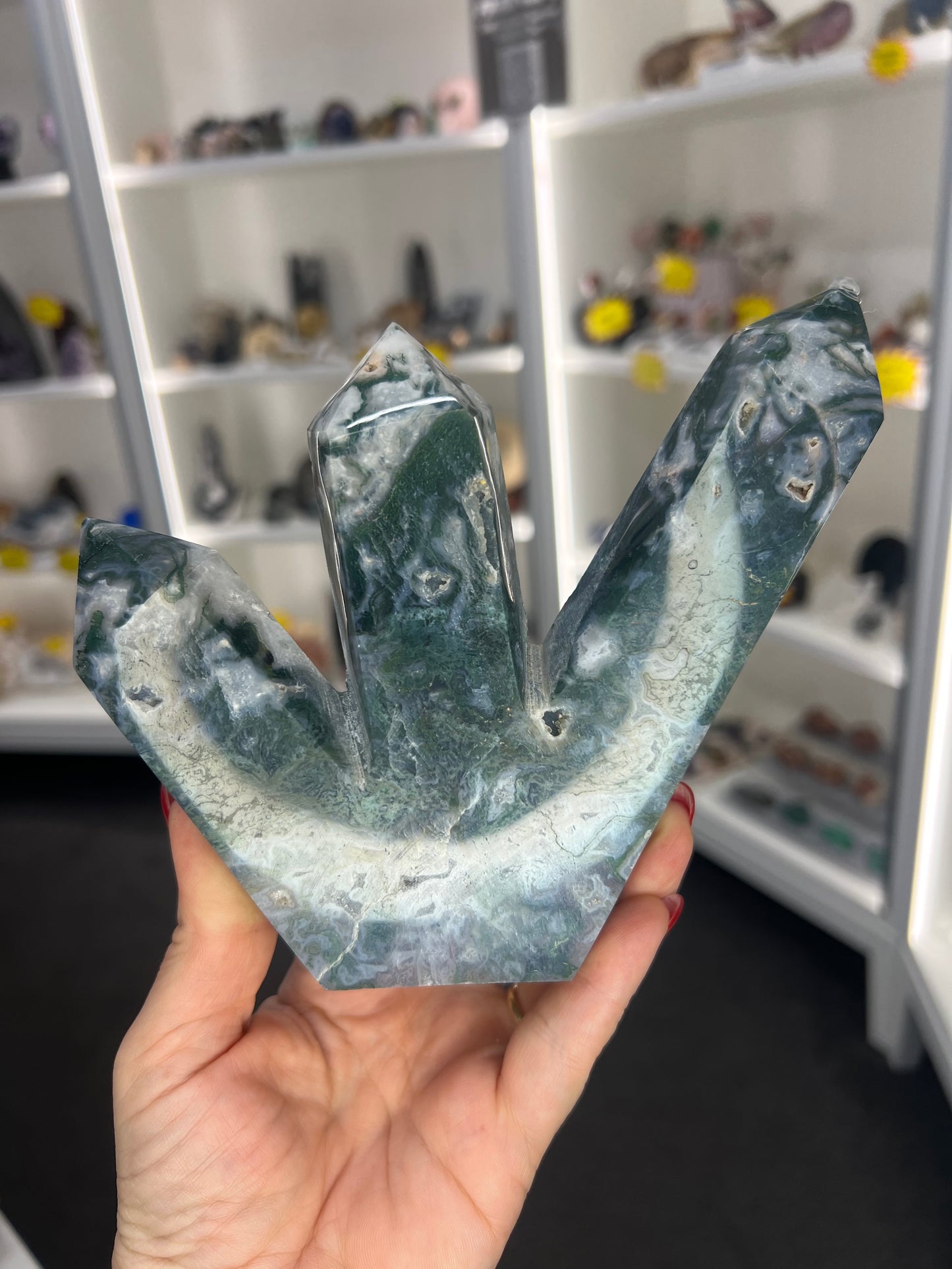 Moss Agate 3 Point Tower